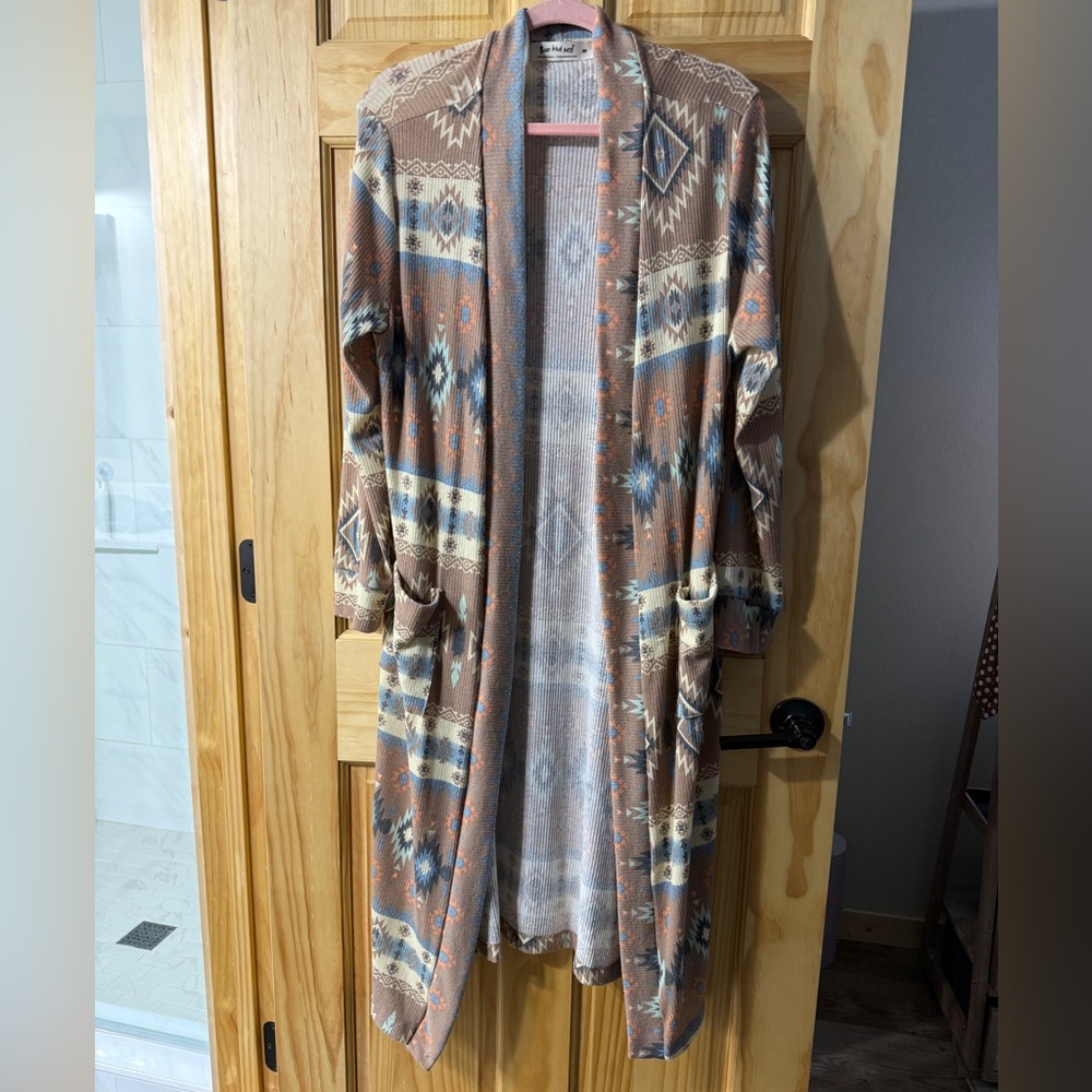 Three Bird Nest Earthy Patterned Cardigan